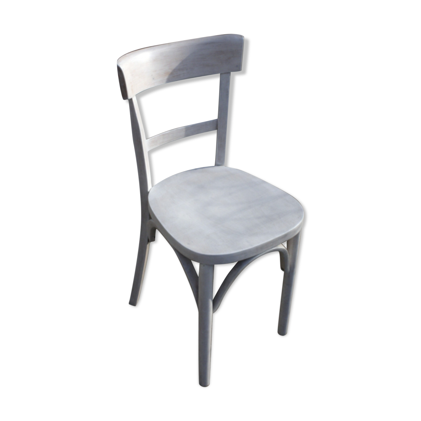Chaise de bistrot vintage restaurée vernis blanc
