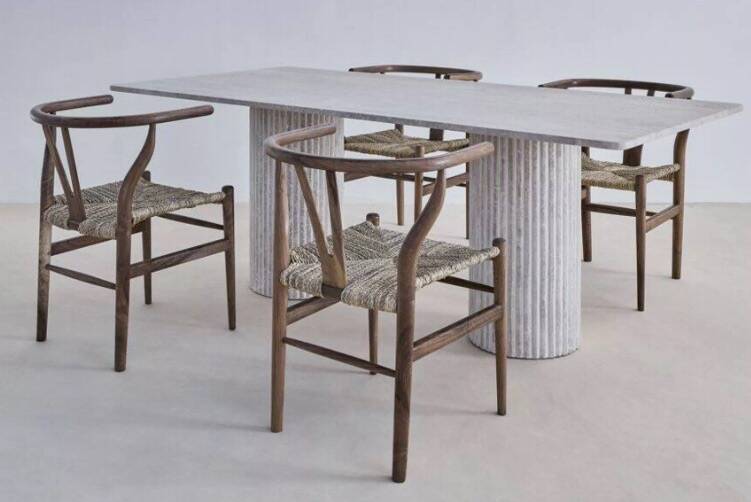 Olympia Rectangular Dining Table - Natural Travertine