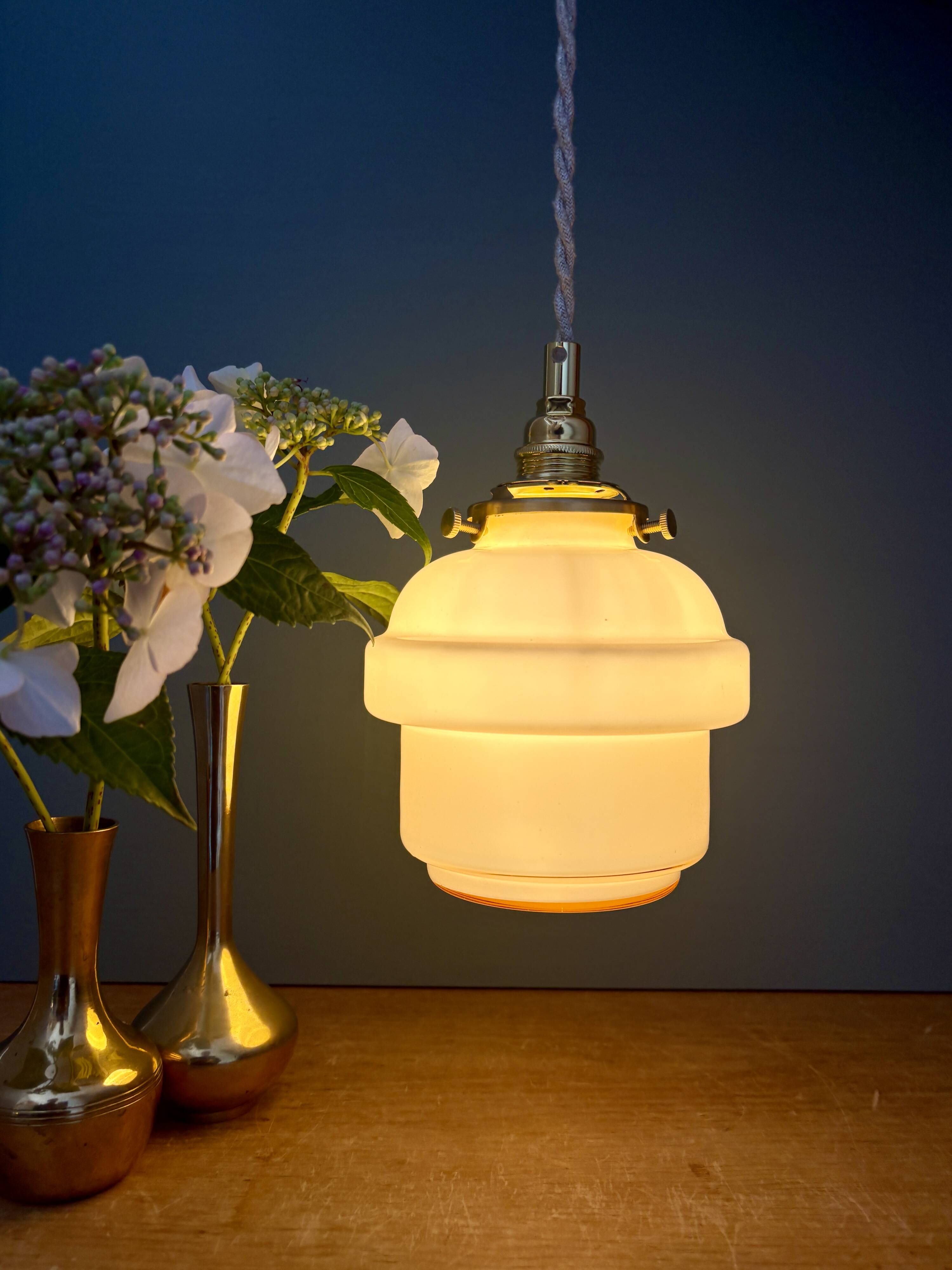 Vintage pink opaline globe pendant light