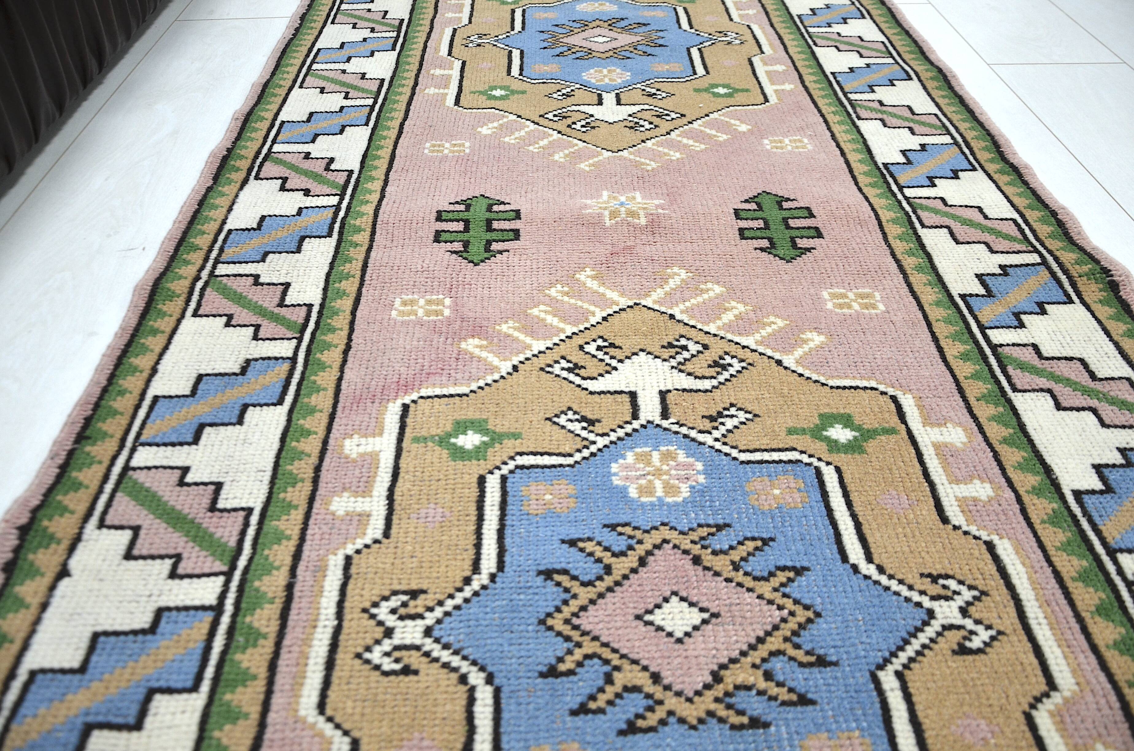 Reddish & Blue Anatolian Runner sku 2296.
