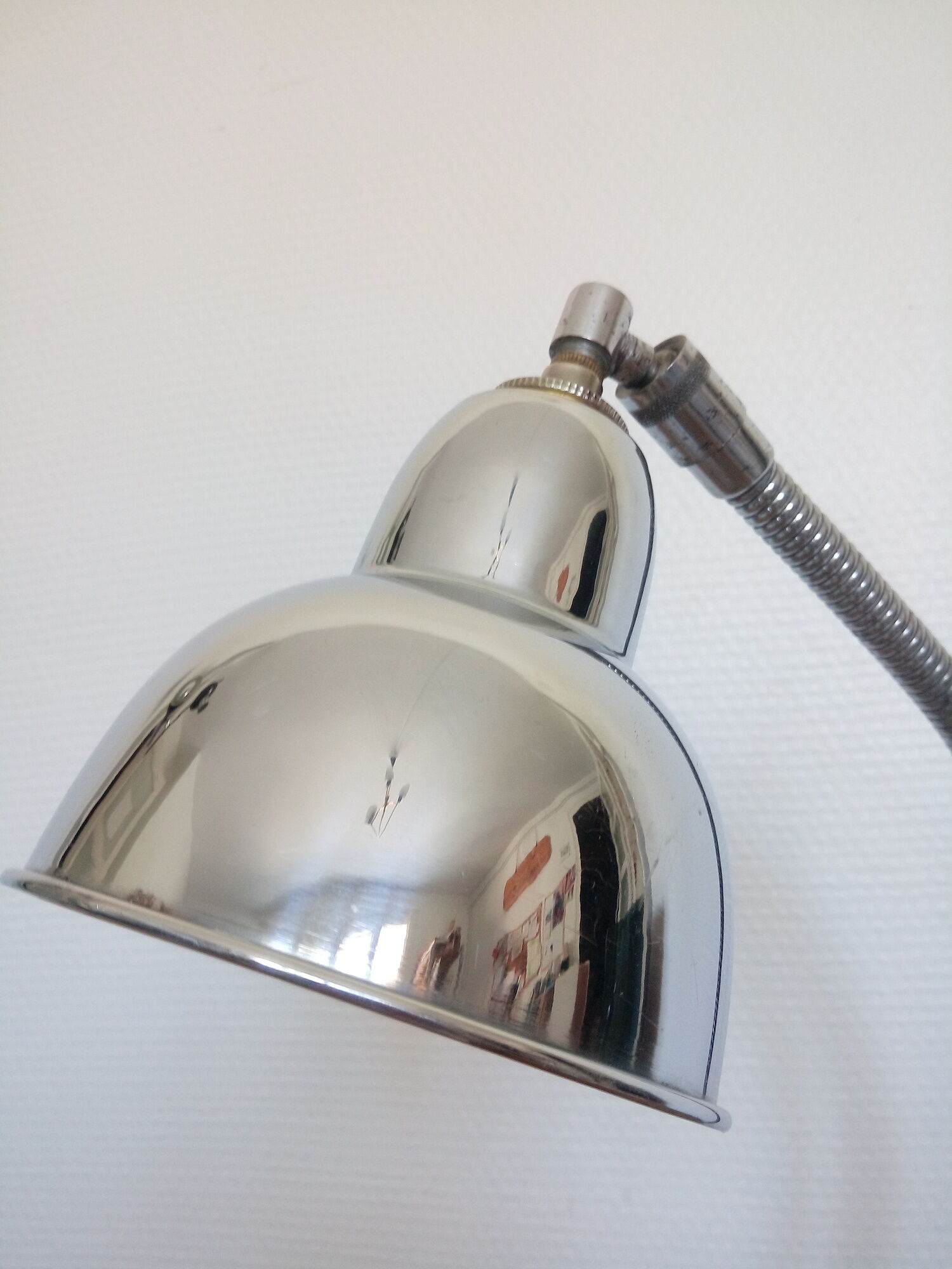 Old Elau workshop lamp / wall lamp (Joseph Laurent) in chromed metal, 1950s