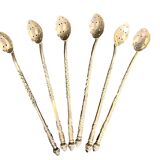 Cambodge, six cuillères à cocktail en argent vers 1900