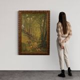 Italian landscape painting with sheep signed C. Bentivoglio