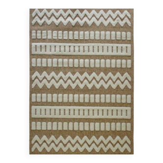 Contemporary geometric beige jute rug 80x150 cm