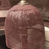 Vintage rattan and chrome metal lamp – 1970s/1980s