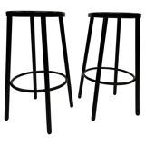 Set of four vintage bar stool - webbing and wood, 1980s Italian design