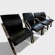 Set of 6 black leather armchairs — Gisberger — Circa 1980