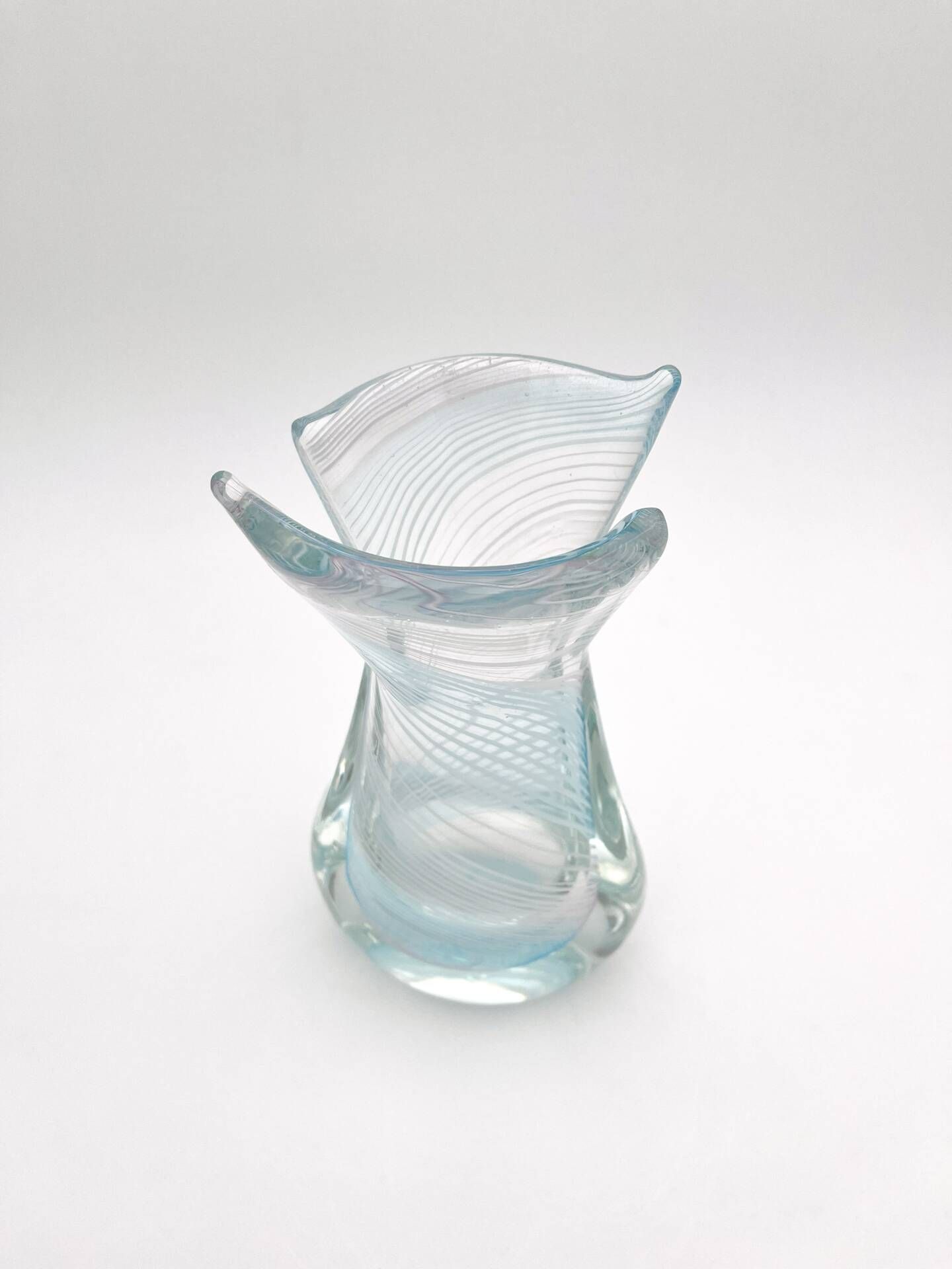 Vase Sculpture Murano Zanfirico Filigree Sommerso Blue Pink White
