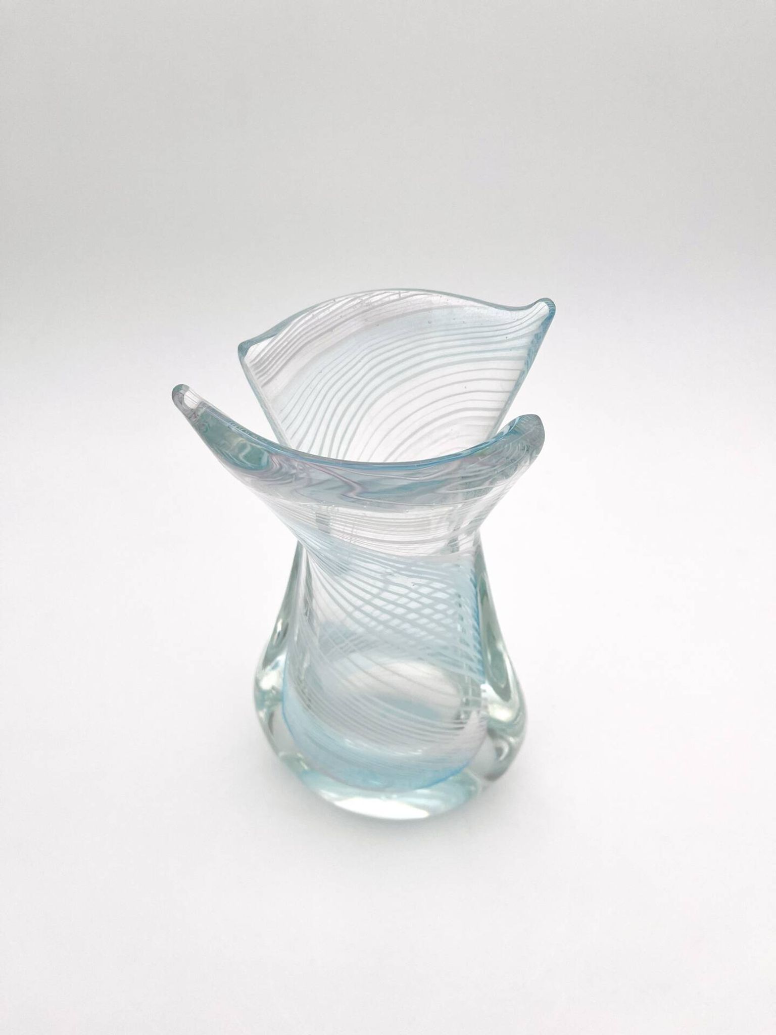 Vase Sculpture Murano Zanfirico Filigree Sommerso Blue Pink White