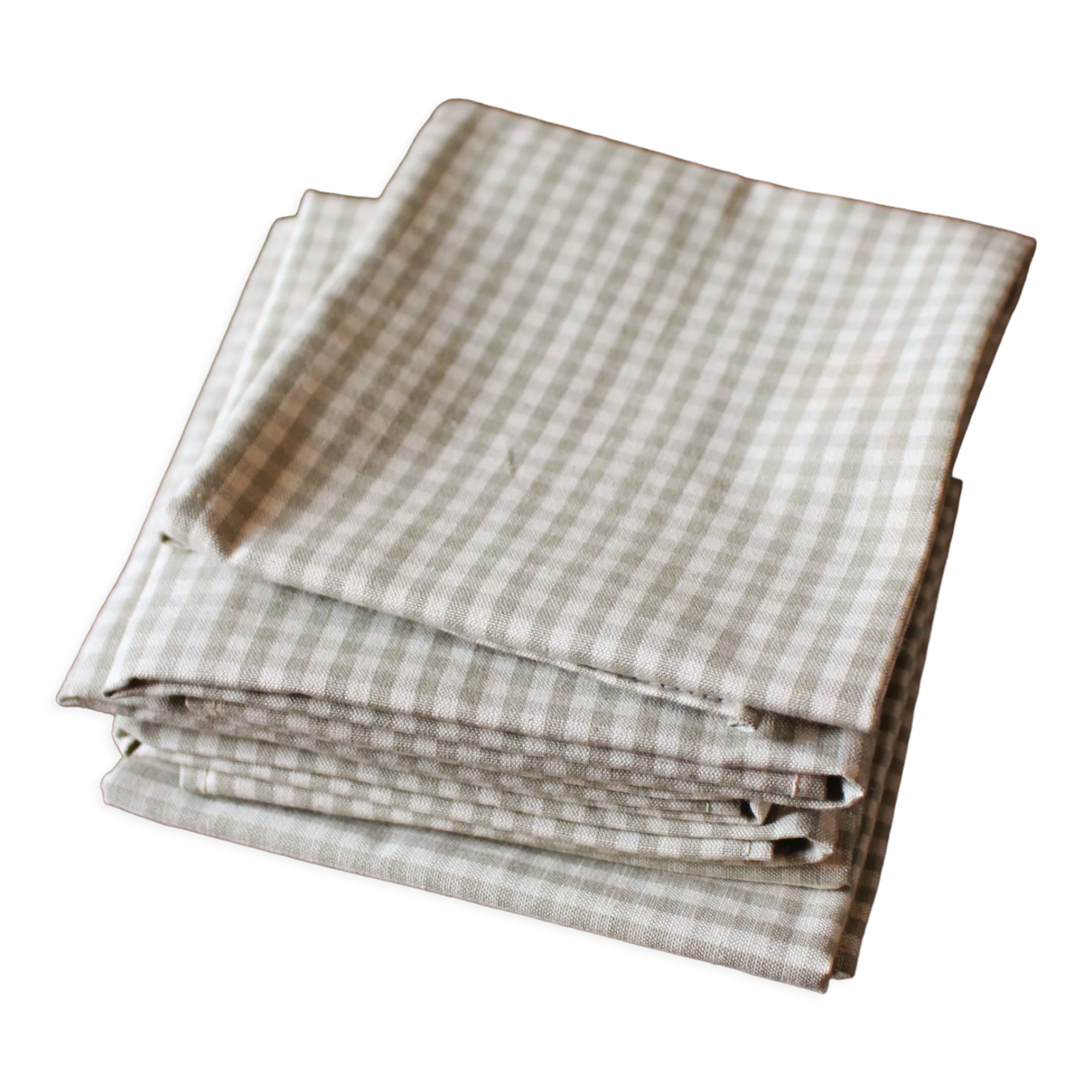 Lot 6 napkins cotton vichy beige linen creation