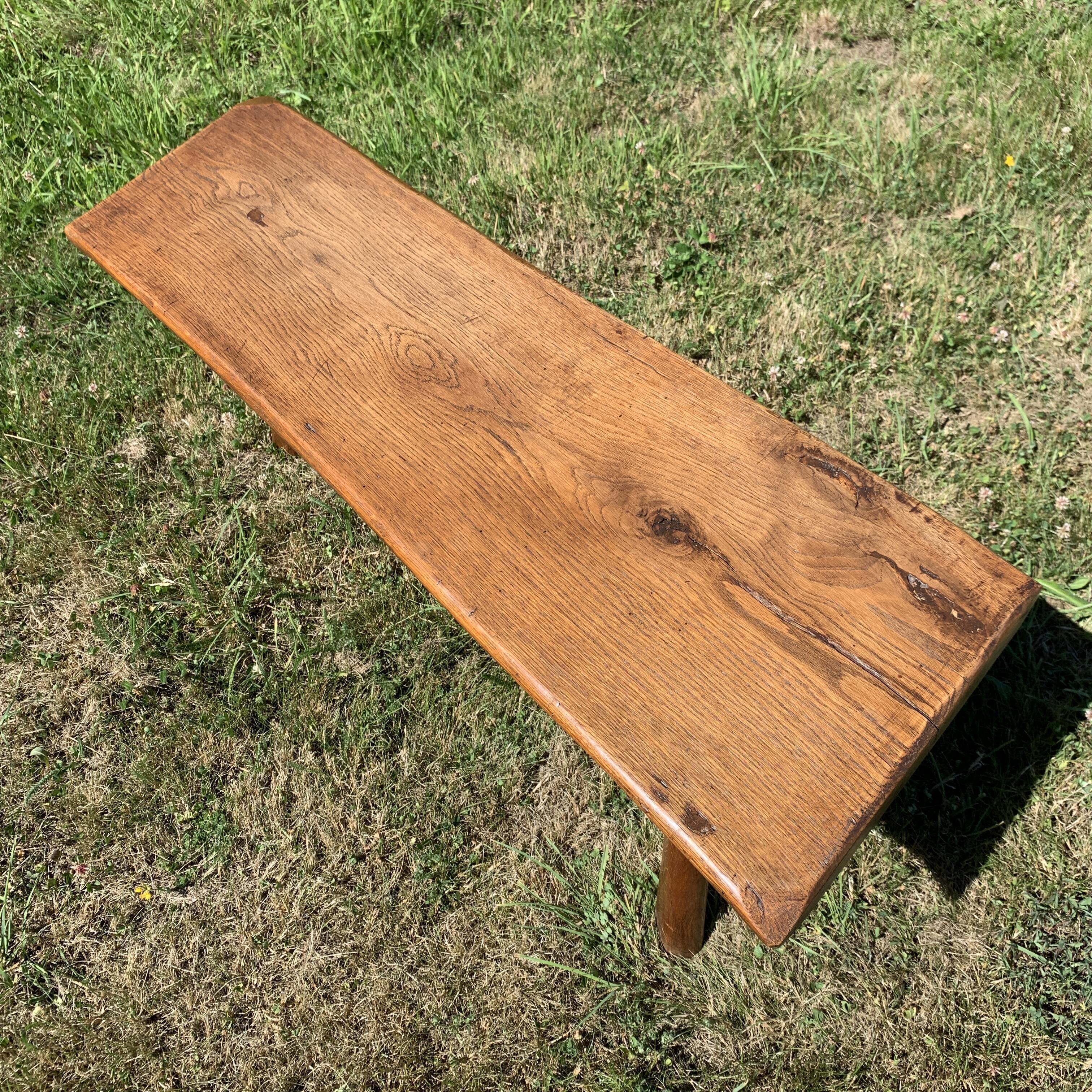 Tripod bench in brutalist oak