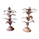 Pair of candlesticks with golden leaves from the 1960s.
