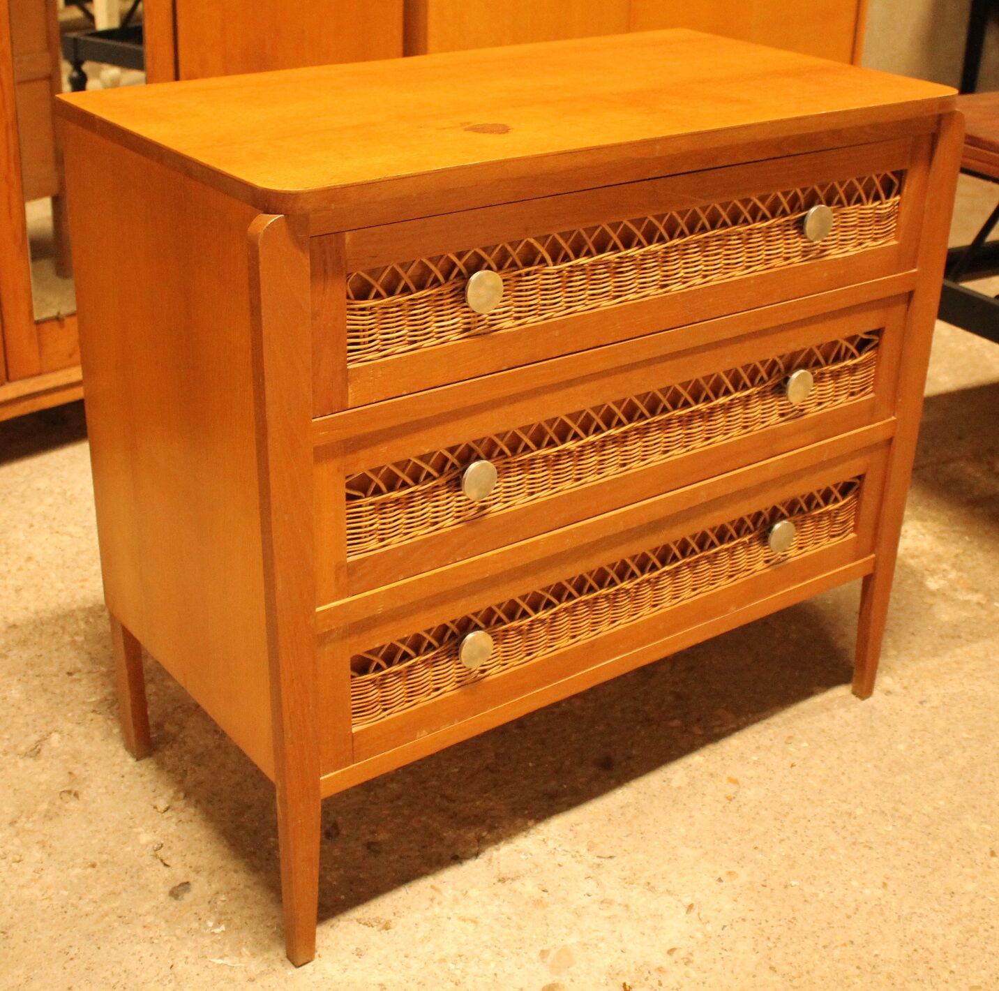 Vintage wicker chest of drawers