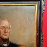 Peinture à l'huile d'un soldat antique du XIXe siècle en uniforme militaire
