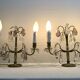 Paire de lampes girandoles en bronze et cristal