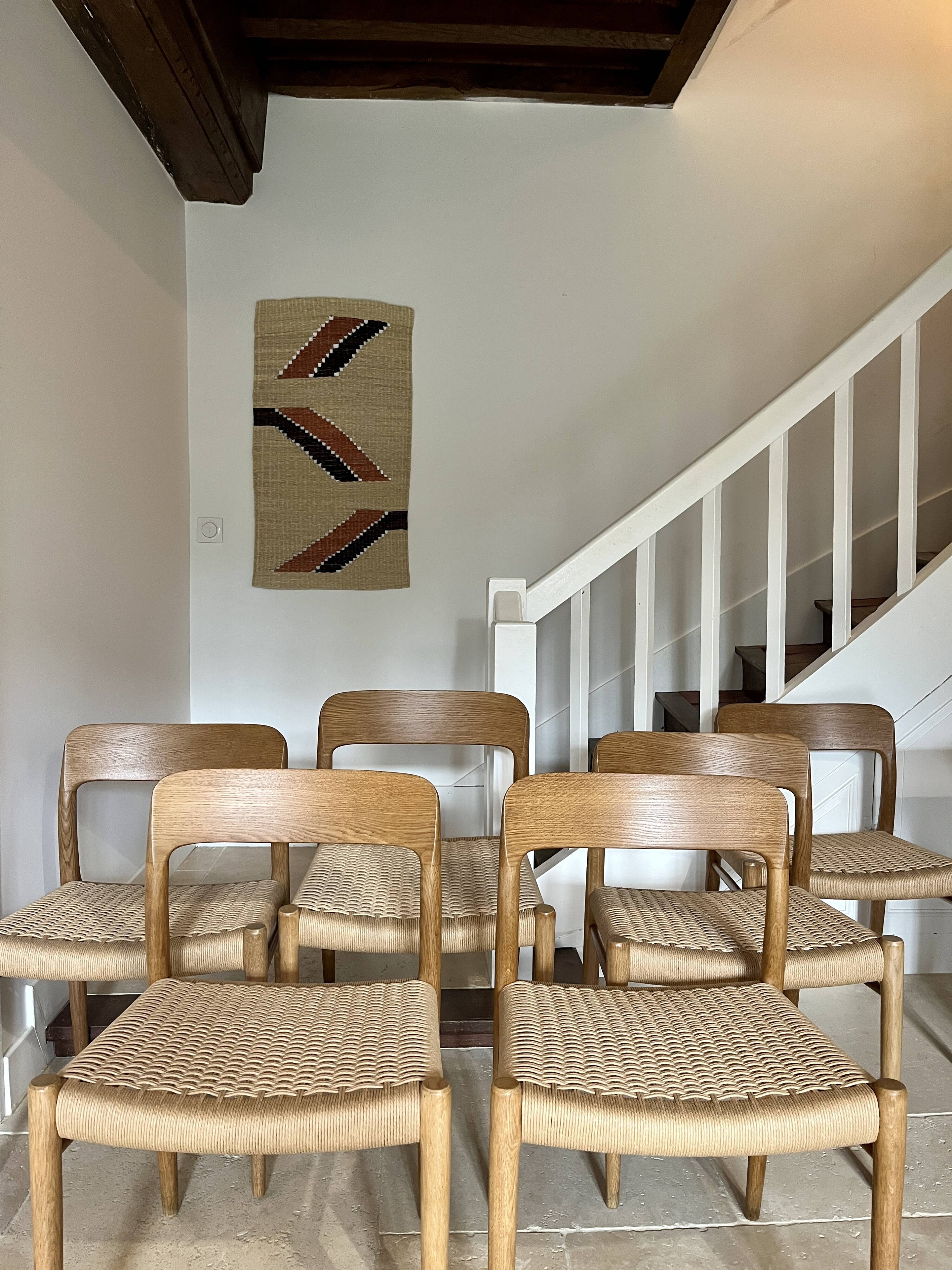 Lot de 6 chaises Niels Otto Moller n° 75 en chêne