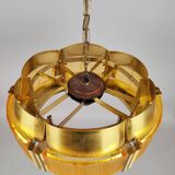 Brass and plastic pendant lamp by Werner Schou, Denmark, 1960