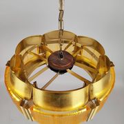 Brass and plastic pendant lamp by Werner Schou, Denmark, 1960