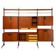 Bibliothèque modulaire moderne du milieu du siècle, bois et métal, Italie, années 1960