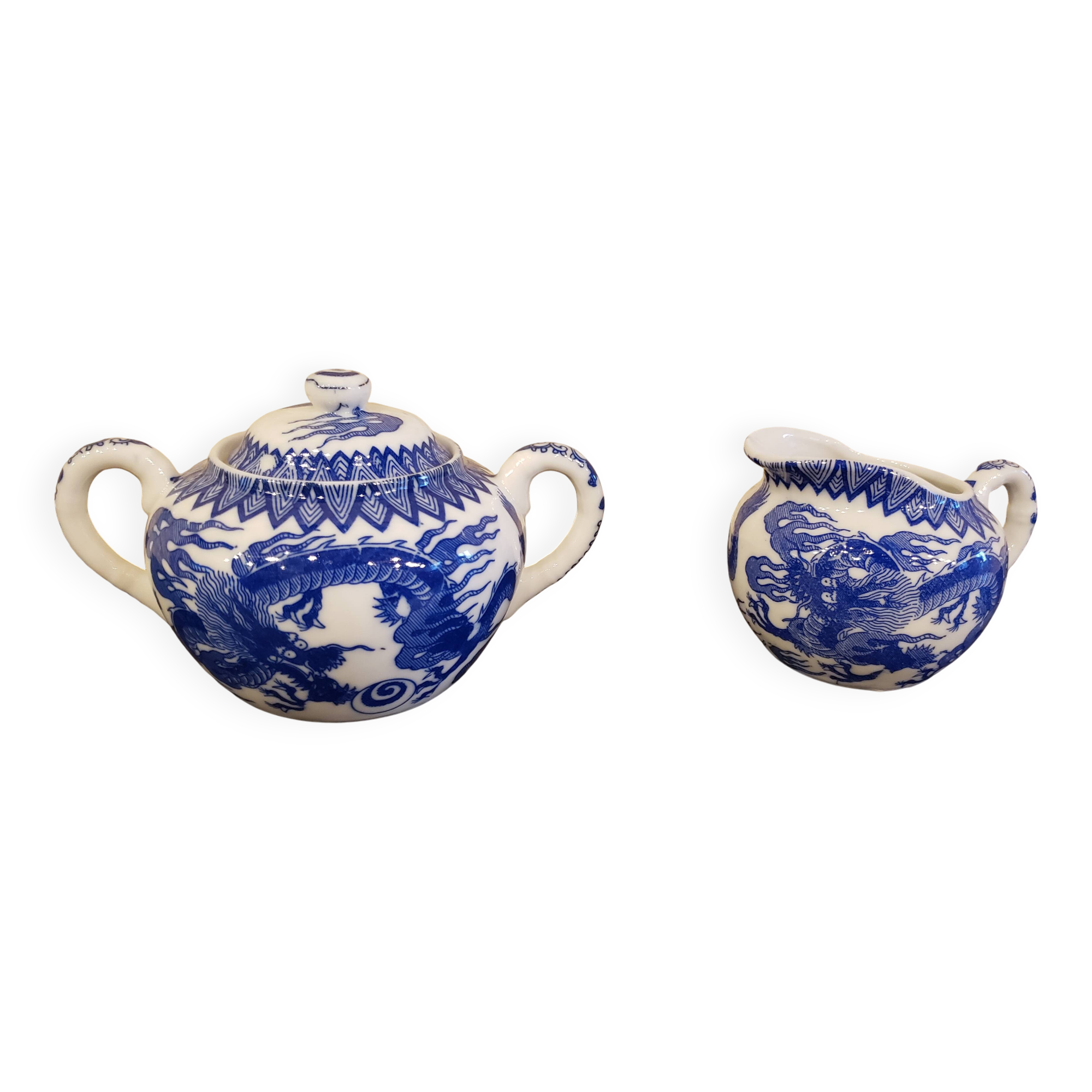 Japanese blue and white porcelain set