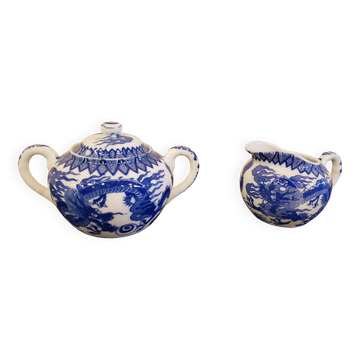 Japanese blue and white porcelain set