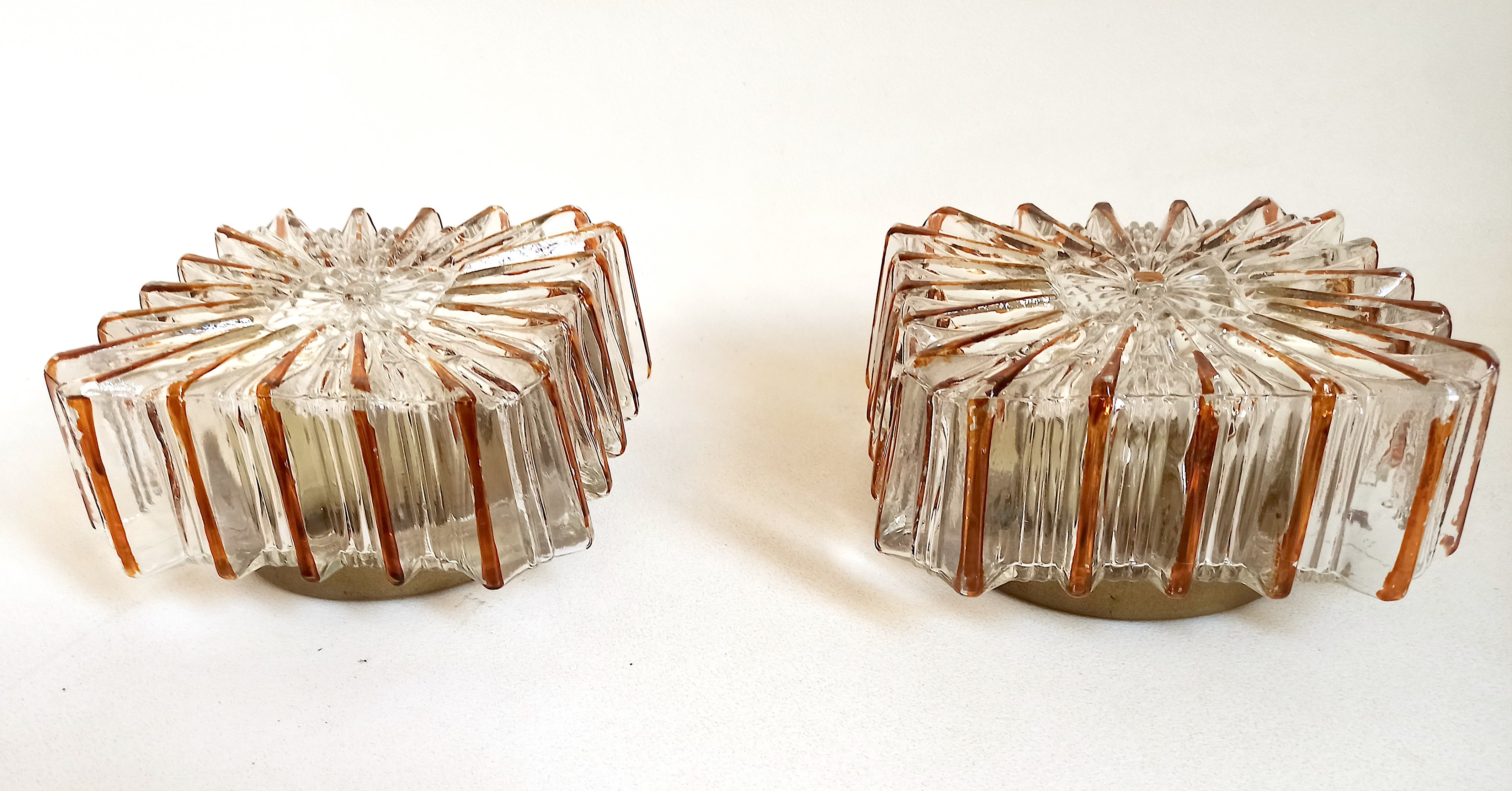 Pair of ceiling lights or wall sconces 70s