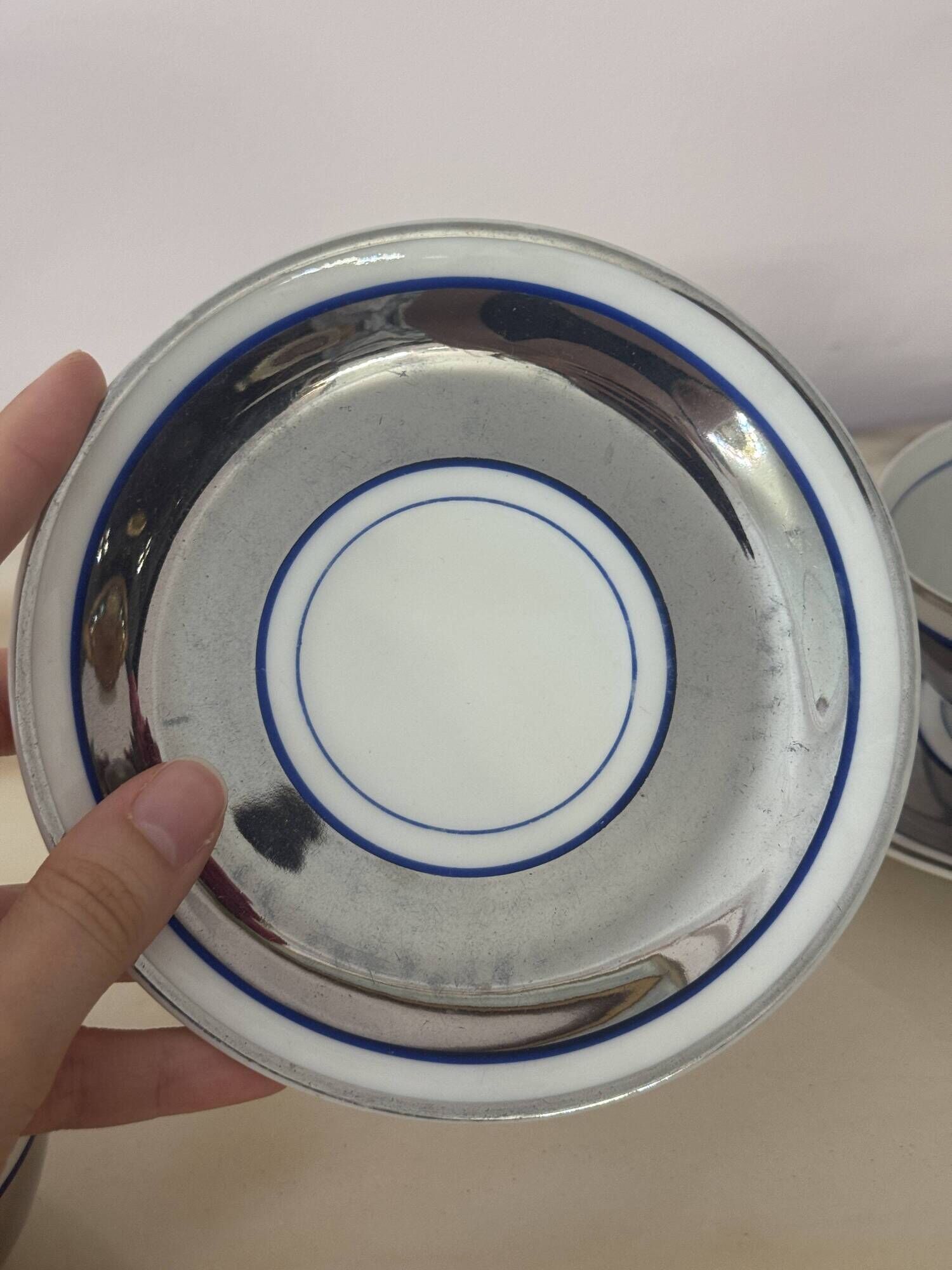 Set of 2 Limoges Chapus et Fils Porcelain Tea Cups and Saucers