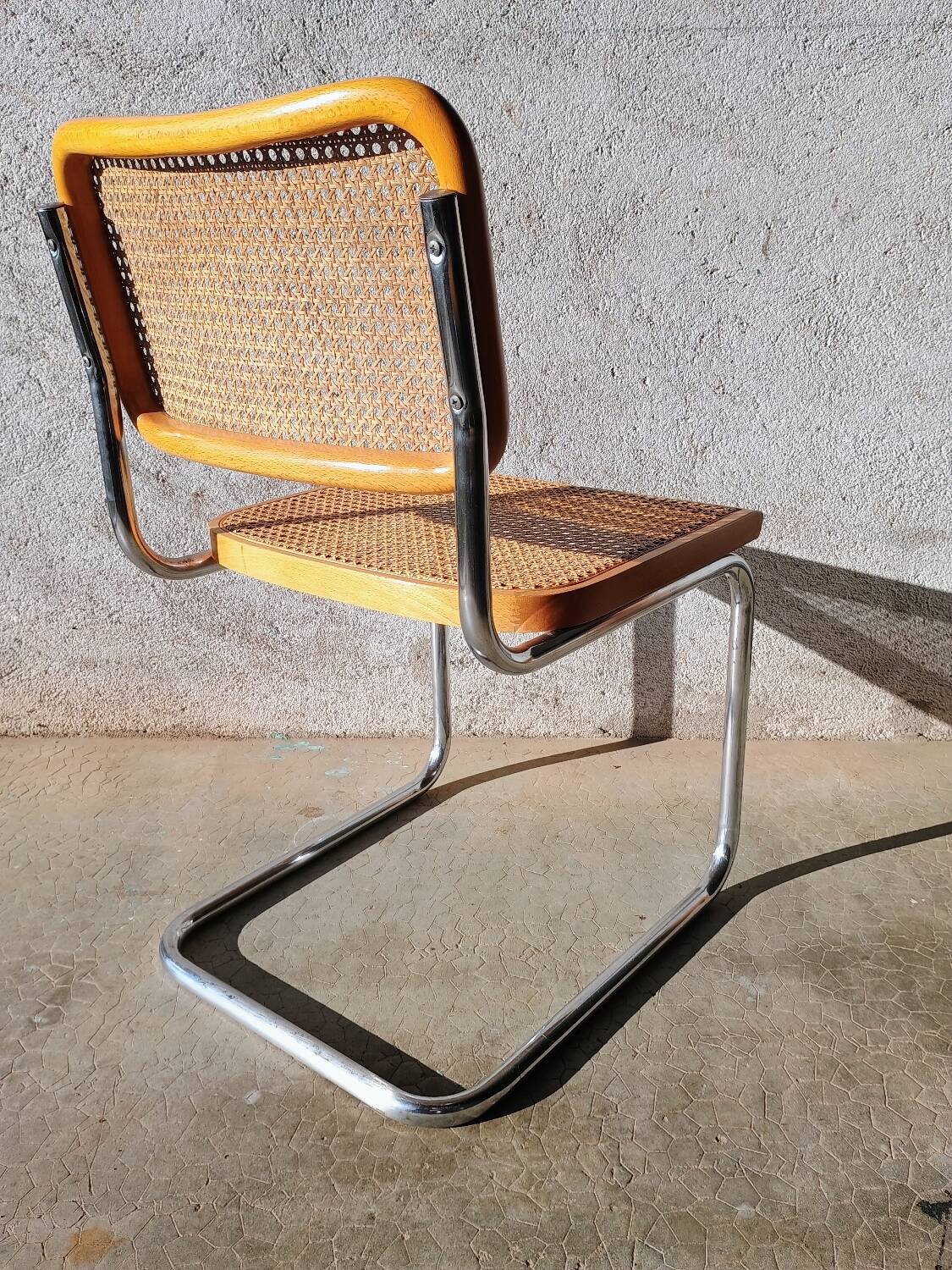 Pair of Cesca B32 chrome and cane chairs Designer Marcel Breuer