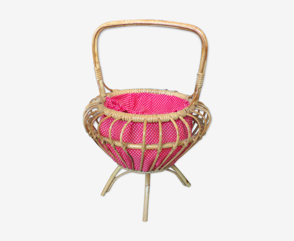 Panier à couture vintage en osier