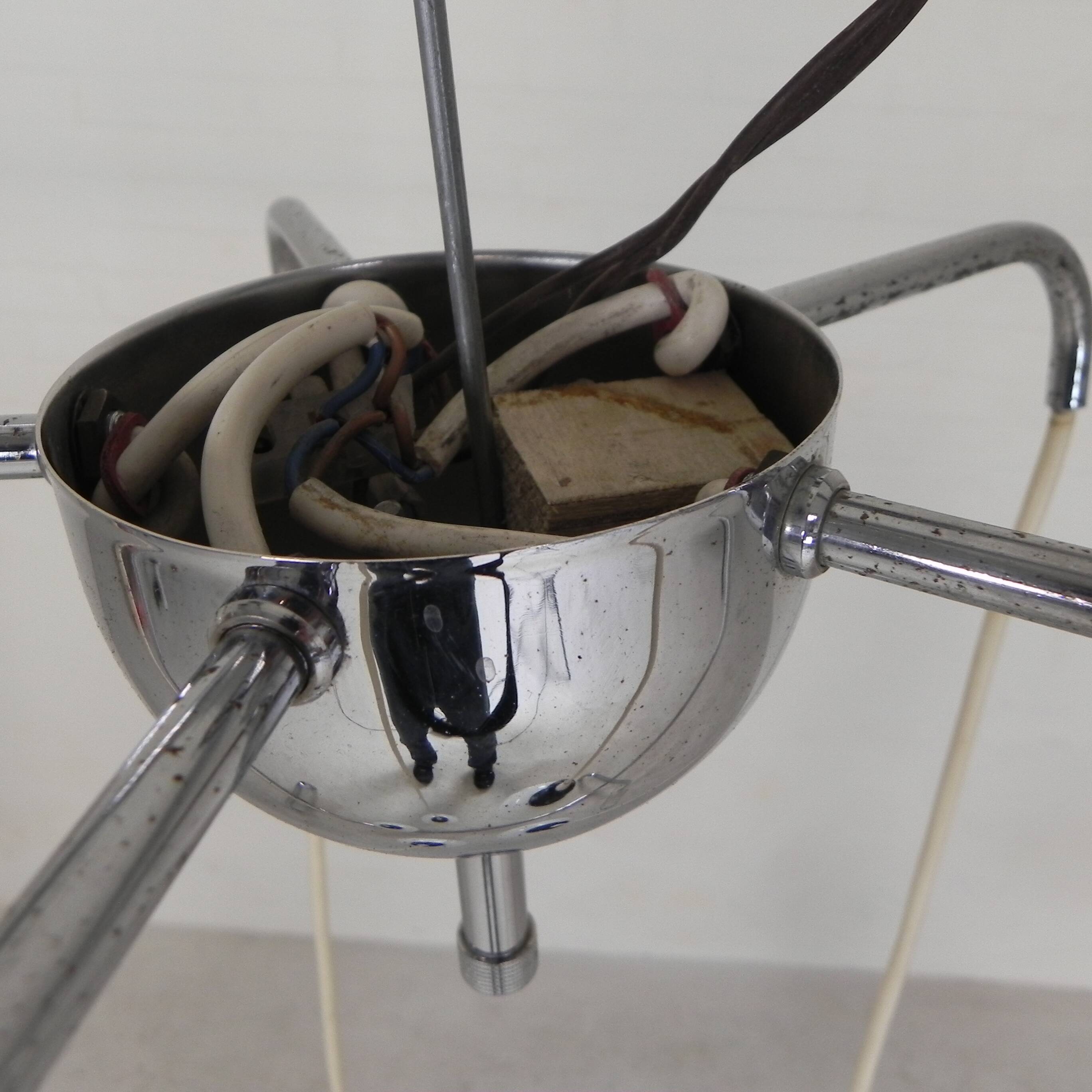 Lampe suspendue Cascade avec 5 boules en verre blanc, années 70