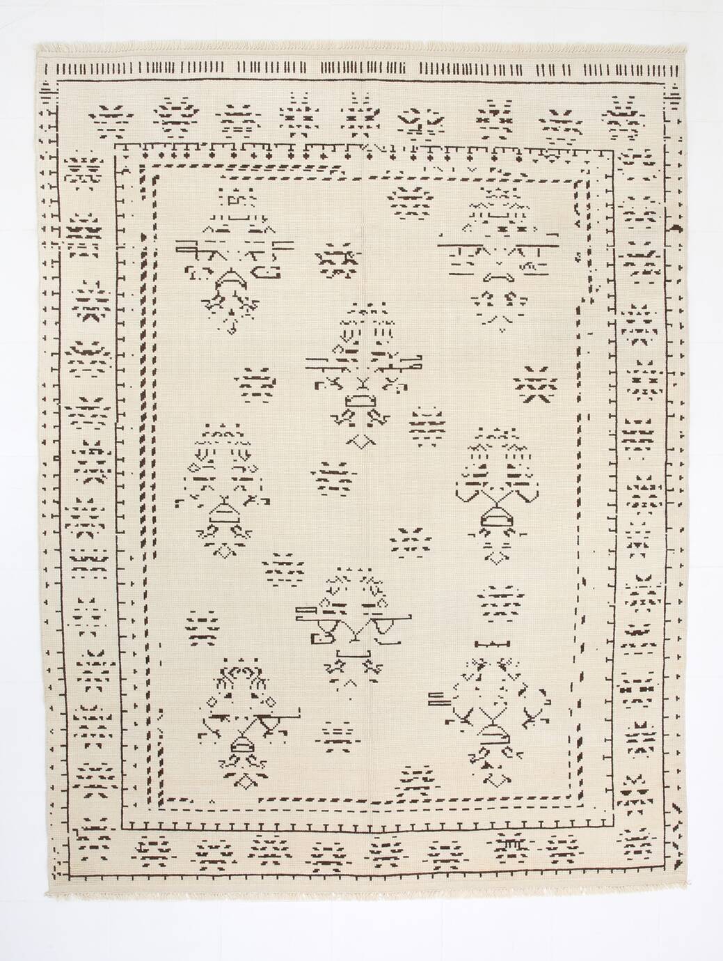 8x10 Beige & Dark Brown Modern Oushak Rug, 232x303Cm