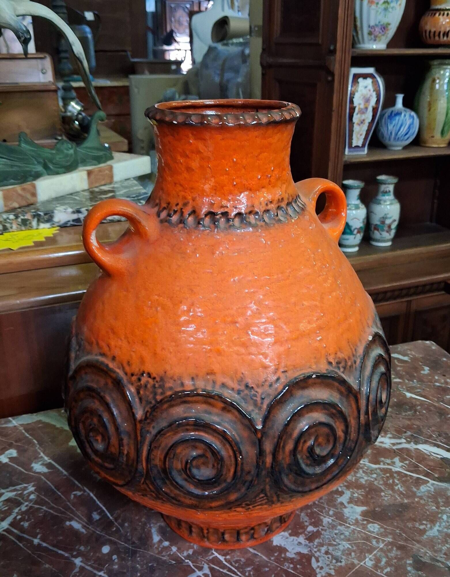 Important glazed ceramic vase, baluster-shaped with a generous body.