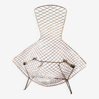 Pair of Bird by Bertoia armchairs + 1 footstool