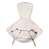 Pair of Bird by Bertoia armchairs + 1 footstool
