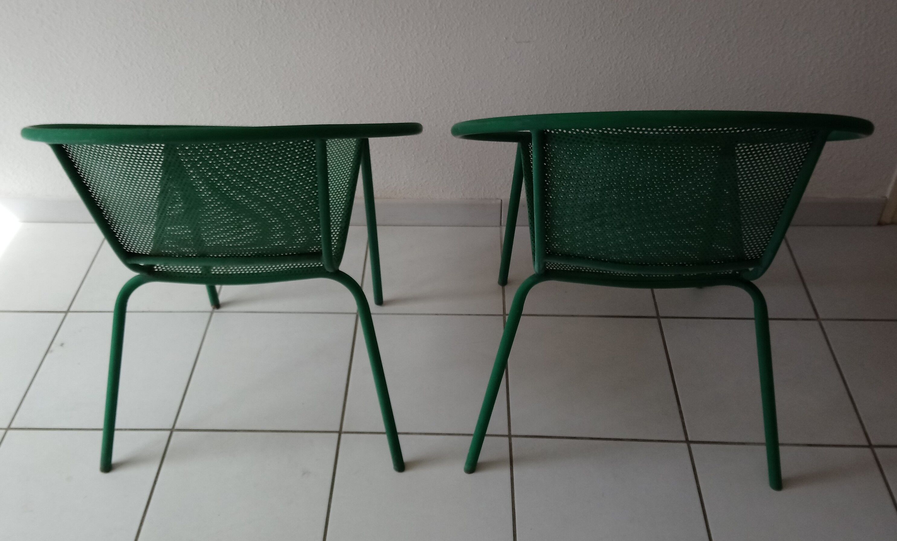 Pair of chairs half moon garden 80s Italian design