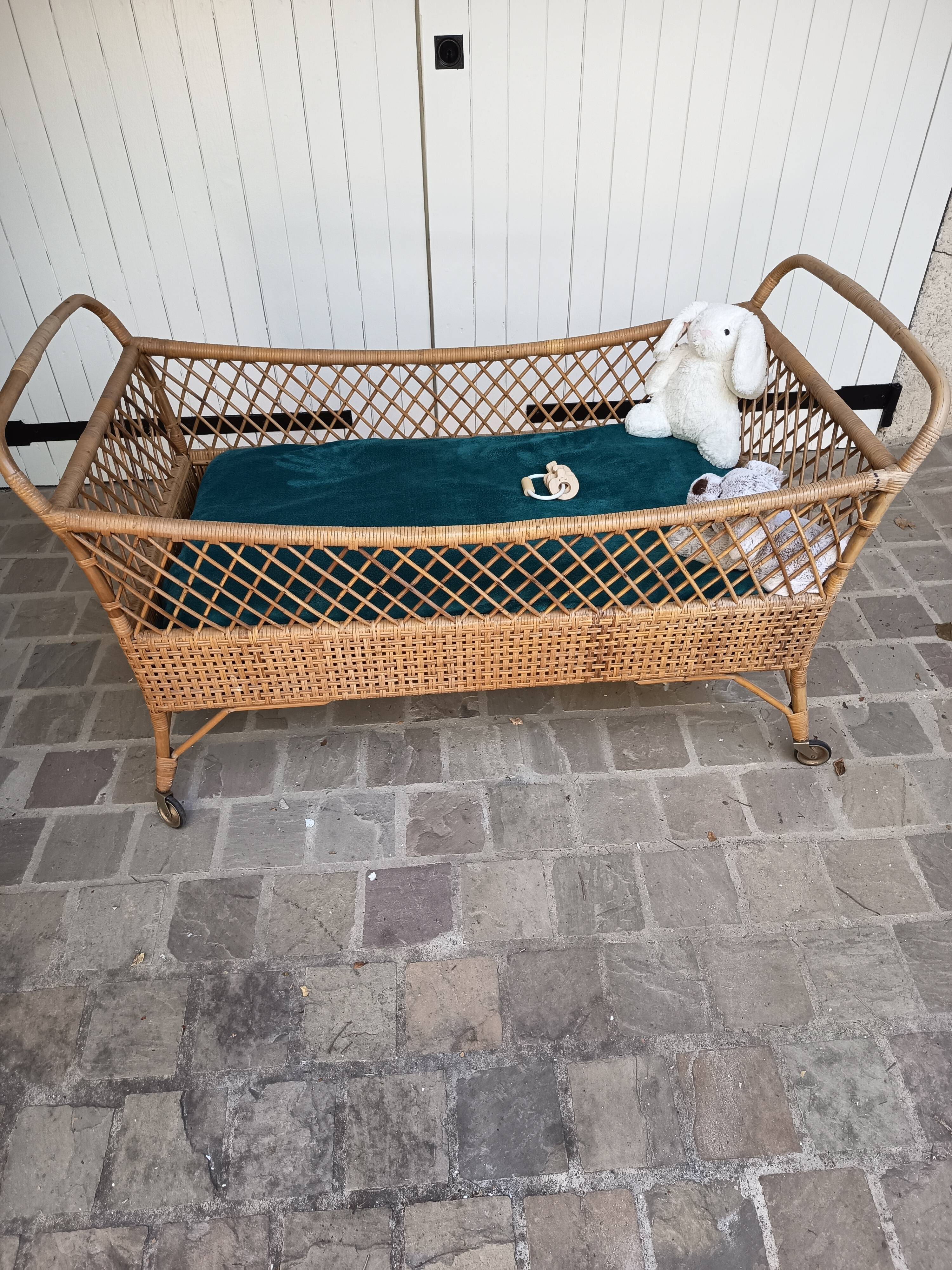 Vintage rattan cradle