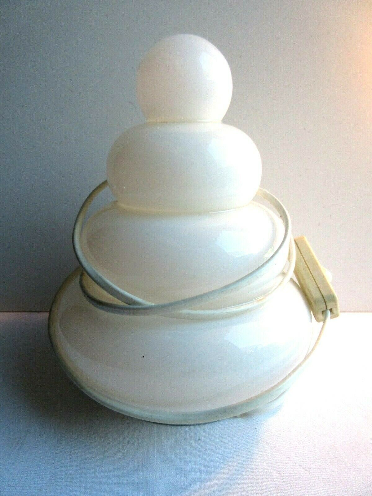Art Deco table lamp, white glass with 4 superimposed rings, fir shape