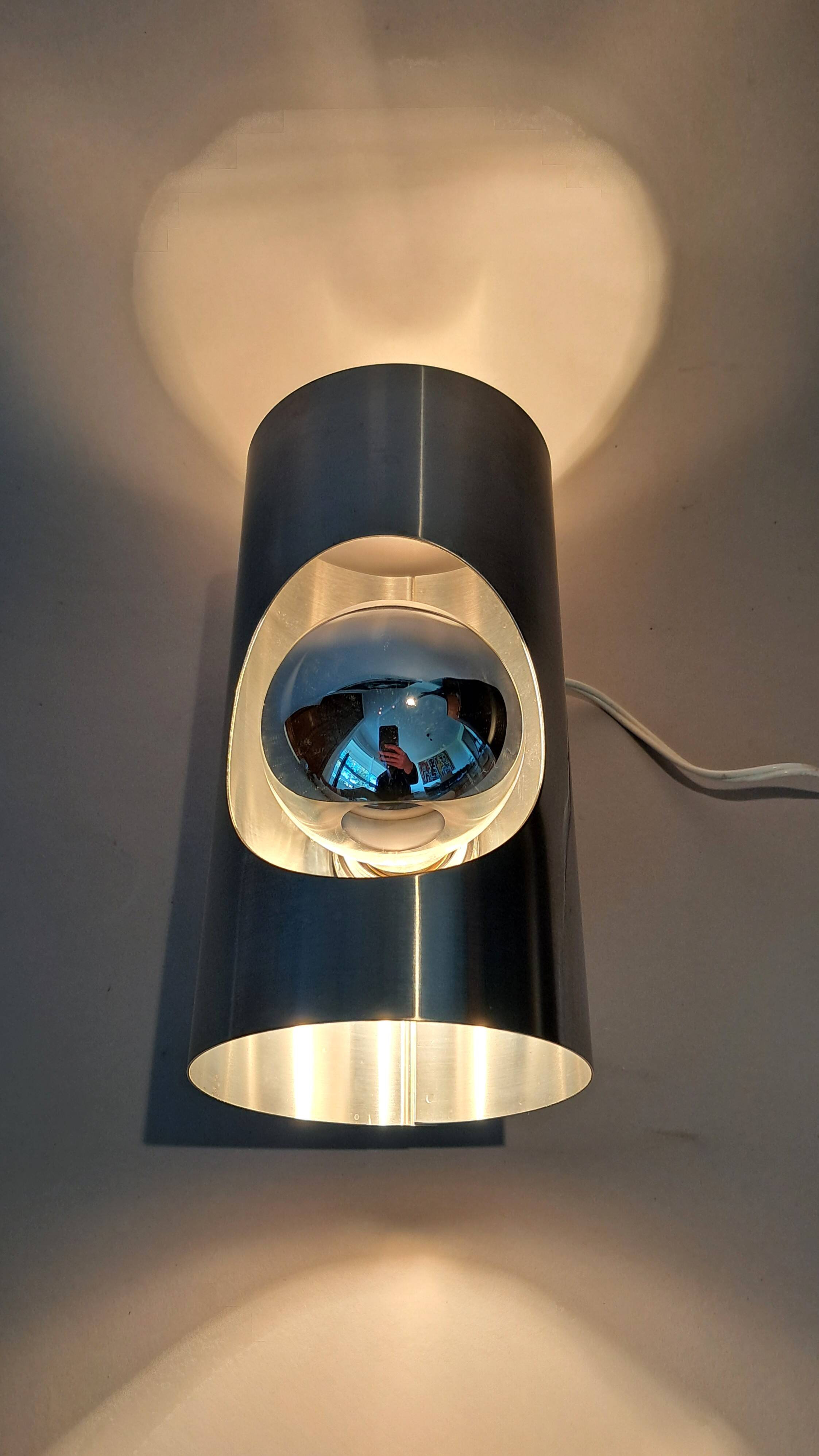 Oxar brushed aluminum wall light 1960/70.