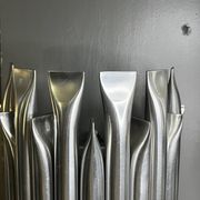 Raak 'concorde' pair of wall lights, 'organ tube' type in brushed aluminium, ca 1970