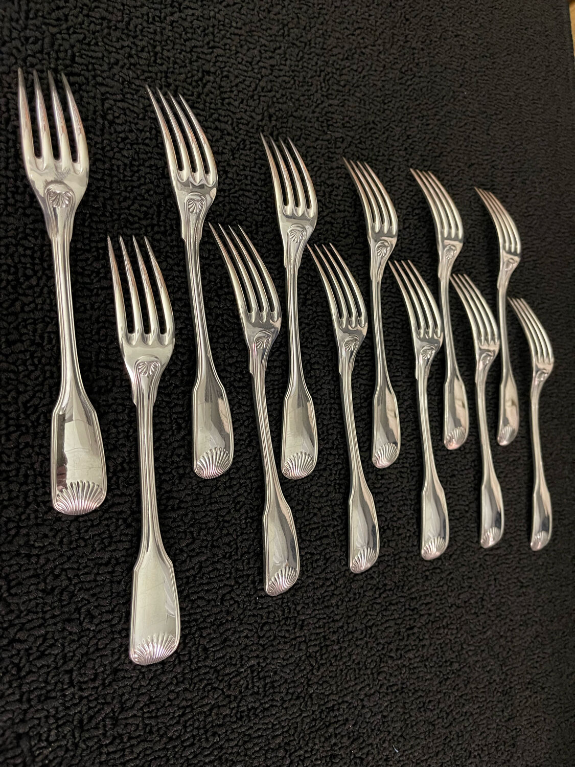 12 cutlery entremets model shell silver metal