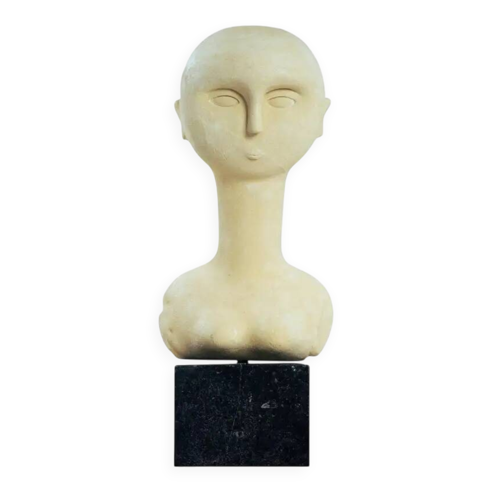 Modernist bust sculpture of a woman in sandstone