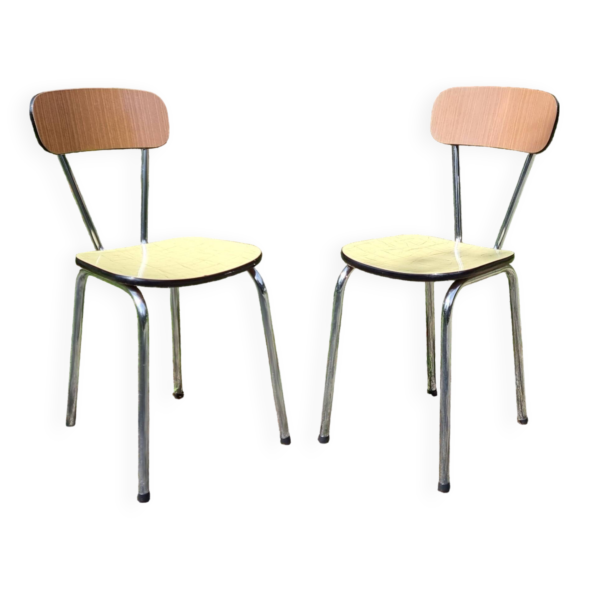 Pair of two-tone formica chairs from the 60s