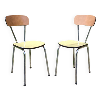 Pair of two-tone formica chairs from the 60s