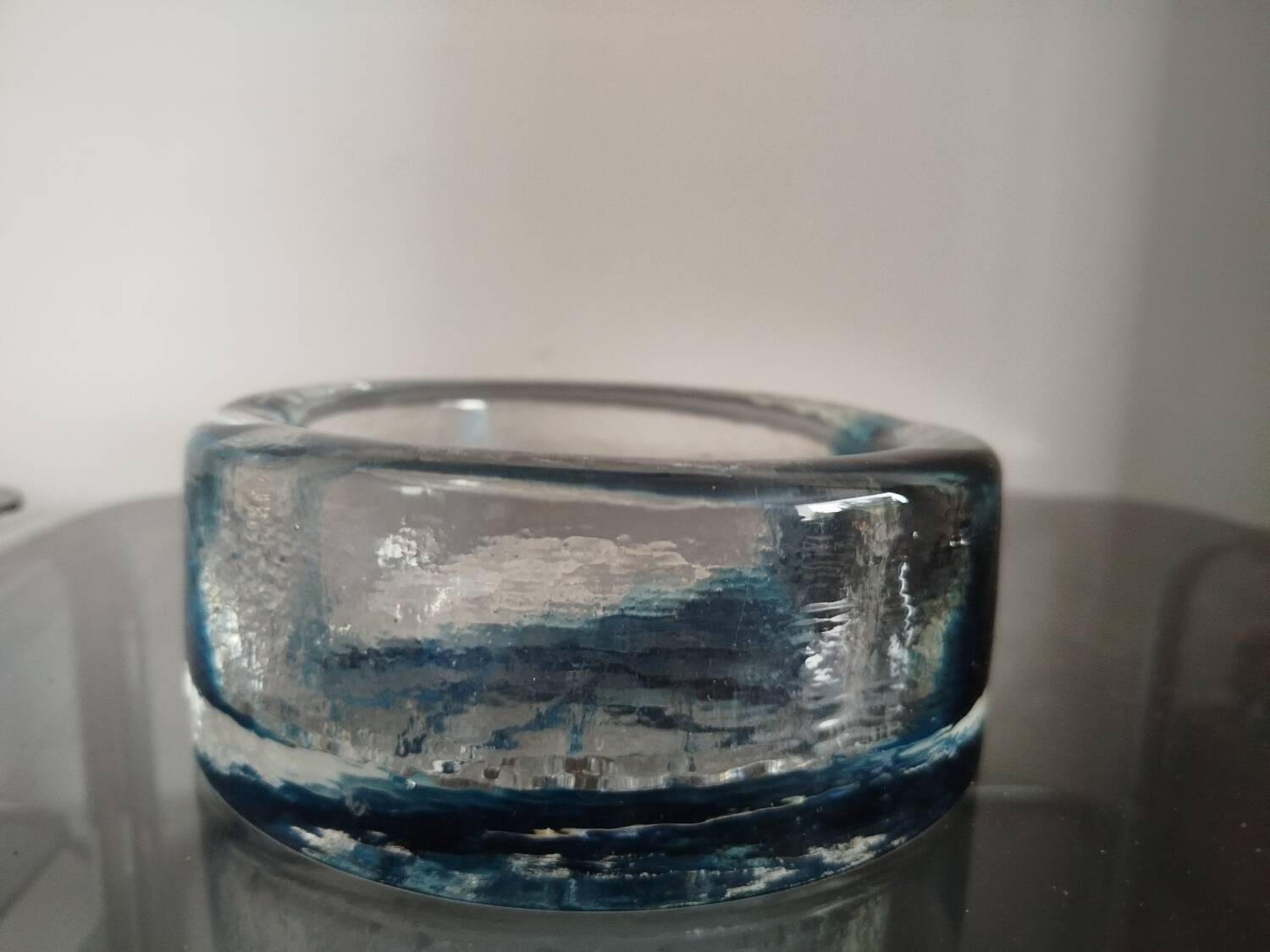 Blue bubble glass ashtray/pocket tray – from Sweden