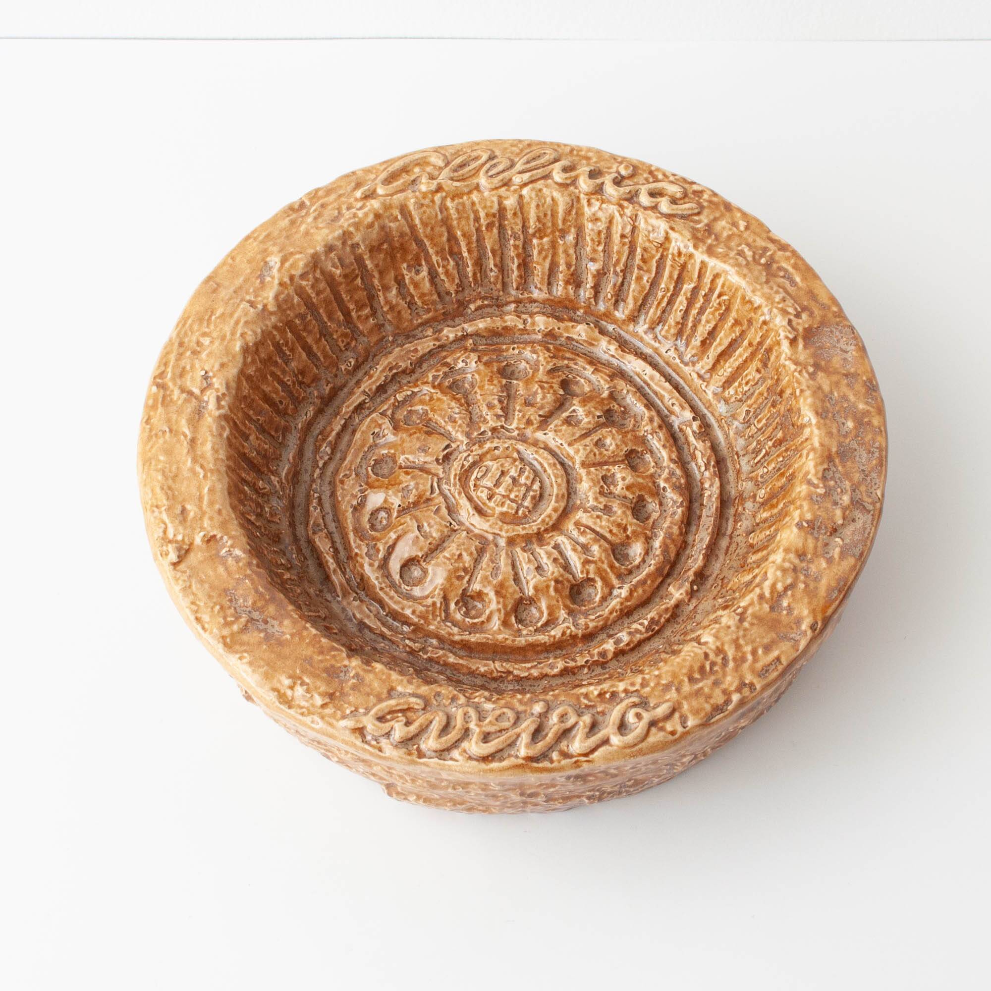 1970s Brown Textured Ceramic Ashtray from Aleluia