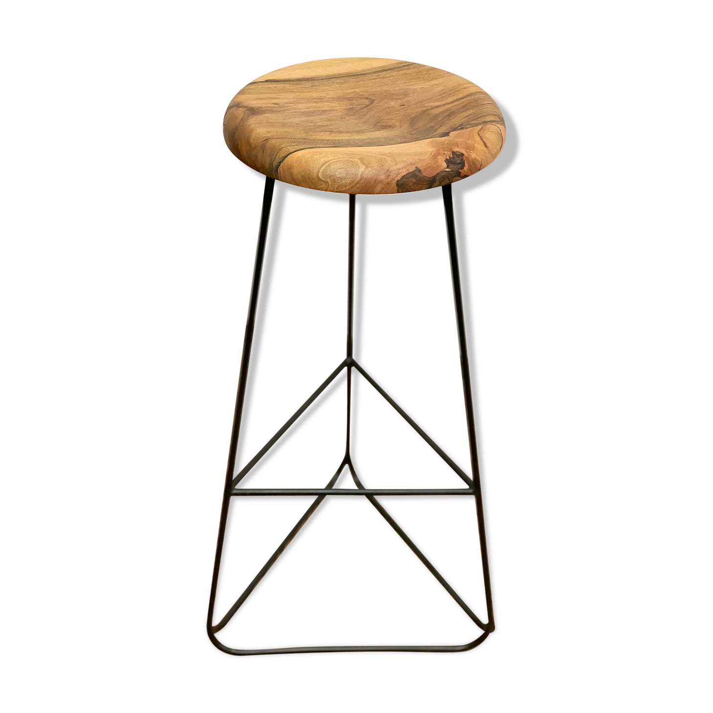 Bar stool in steel and walnut