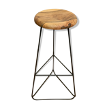 Bar stool in steel and walnut