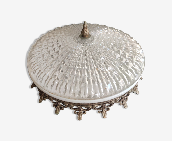 Plafonnier lampe lustre ananas verre et laiton