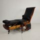 Fauteuil de bibliothèque ancien du XIXe siècle par Horrix – cuir noir