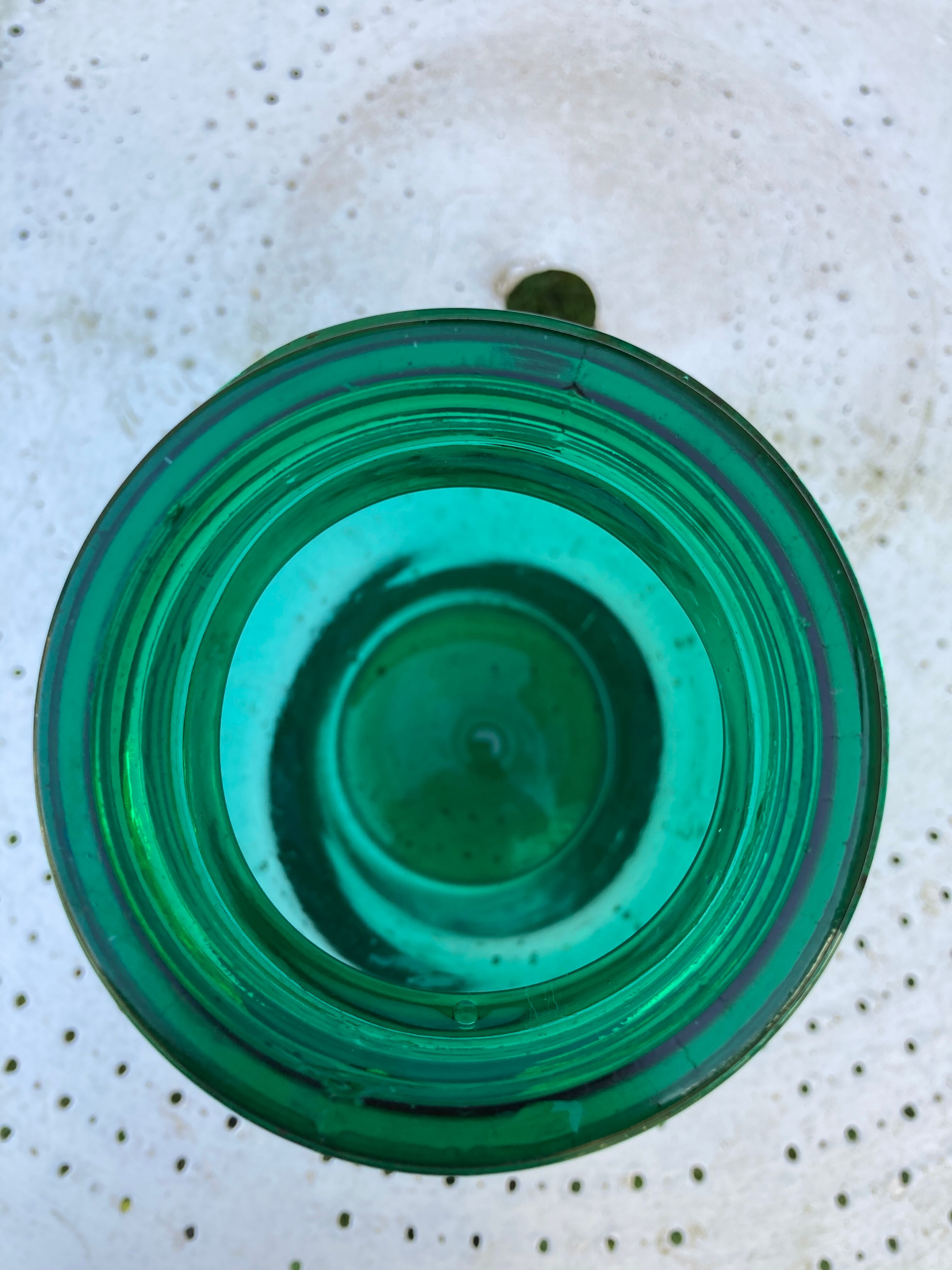 Large green glass jar
